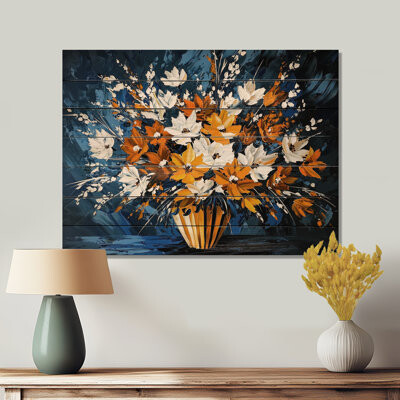 Country Fresh Floral Blooms - Botanicals Wood Wall Decor On Natural Pine Wood