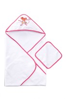 Thumbnail for your product : Maison Chic Girl Funny Monkey Hooded Towel & Washcloth Set