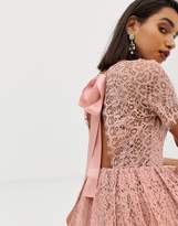 Thumbnail for your product : ASOS Design DESIGN lace midi with ribbon tie and open back