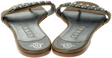 Thumbnail for your product : Gina Beige Patent Leather Crystal Embellished Slip On Flat Slides Size 41