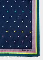 Thumbnail for your product : Paul Smith Men's Navy 'Rabbit And Heart' Striped Border Silk Pocket Square