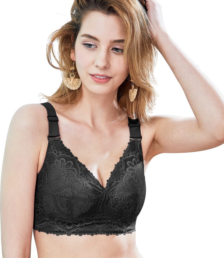 Baetty 34-44(C-DDD) No Padded Wireless Minimizer Bras and Bra Extender Lace  Full Coverage Honeycomb Lining Women - black - 34C - ShopStyle