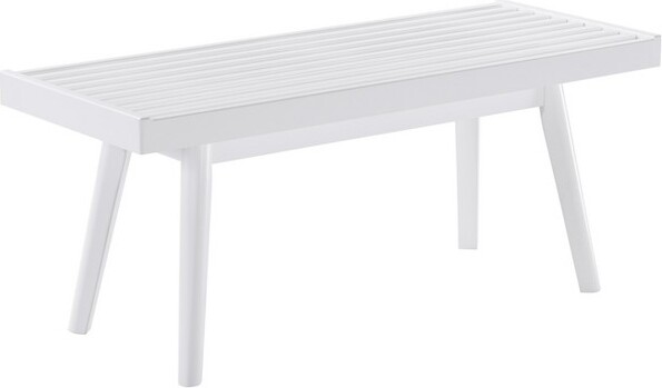 DexmalleWhiteSolidWoodSlattedBench