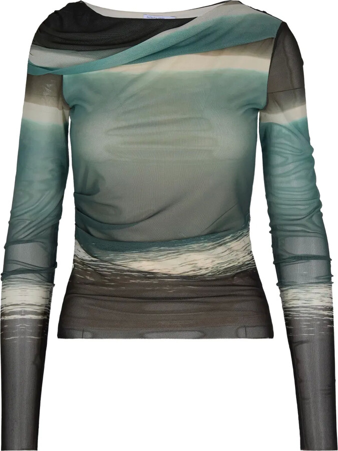 Patrizia Pepe seascape-print mesh T-shirt