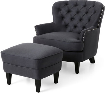 Wildon Home Modern Club Chair And , Grey Upholstery, Stable Birch Leg Structure With 100% Fabric, Relaxing Seat