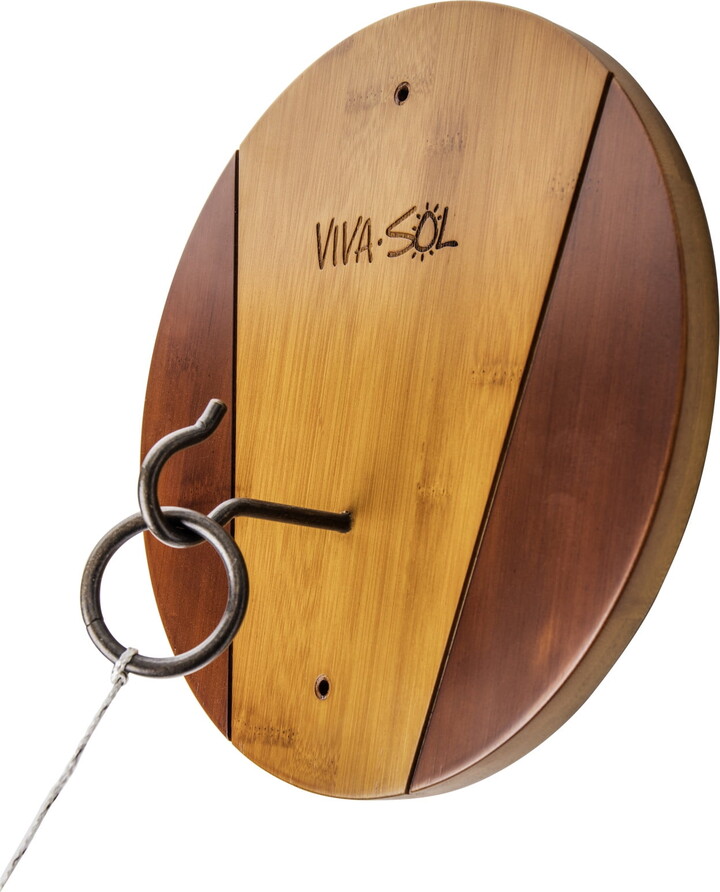 Viva Sol Premium All-Wood Walnut Finish Hook and Ring Target Game for Use Indoors and Outdoors