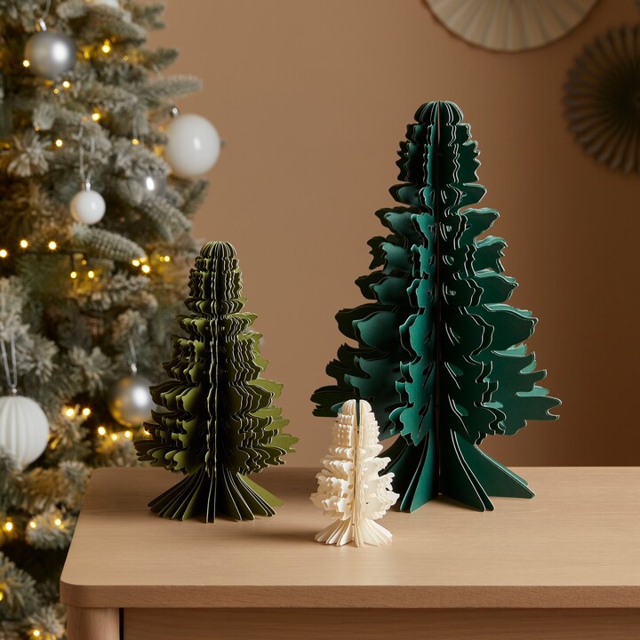 Dunelm Set of 3 Green and Natural Ringlet Tree Decoration Assorted