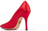 Thumbnail for your product : Charlotte Olympia Bacall Embellished Satin Pumps - Red