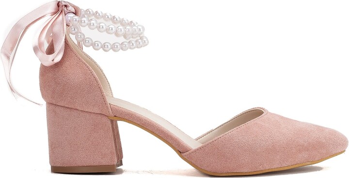 Forever & Always Shoes Rose Gold Miranda - Dusty Pink Shoes With Pearls