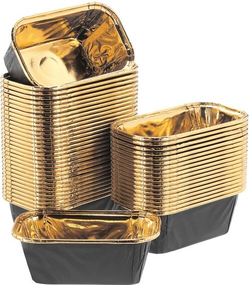 Unique Bargains Greaseproof Party Single-sided Aluminum Foil Cupcake Liners 50 Pcs Black