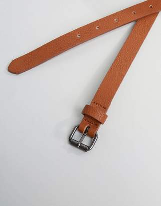 ASOS Faux Leather Super Skinny Belt In Tan