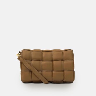 Mini Square Padded Cassette Bag Woven Leather Shoulder Bag Crossbody Handbag, Jade Green