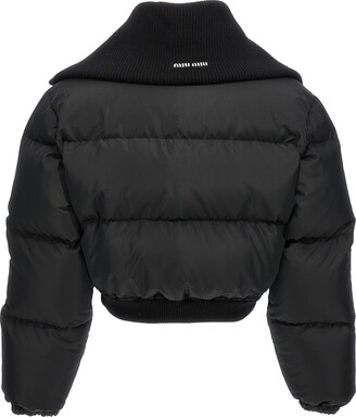 Miu Miu Cropped Logo Down Jacket - ShopStyle