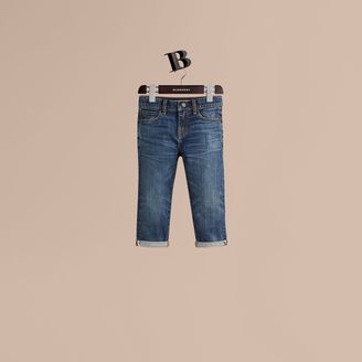 Burberry Relaxed Fit Jeans with Check Detail Cuffs