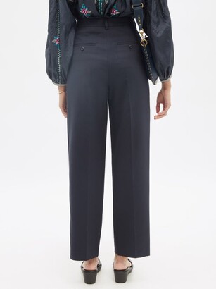 See by Chloe Pleated High-rise Cotton-blend Trousers - Navy