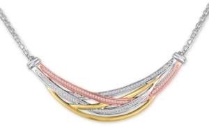 Macy's Diamond Tri-Color Weave Collar Necklace (1/4 ct. t.w.)