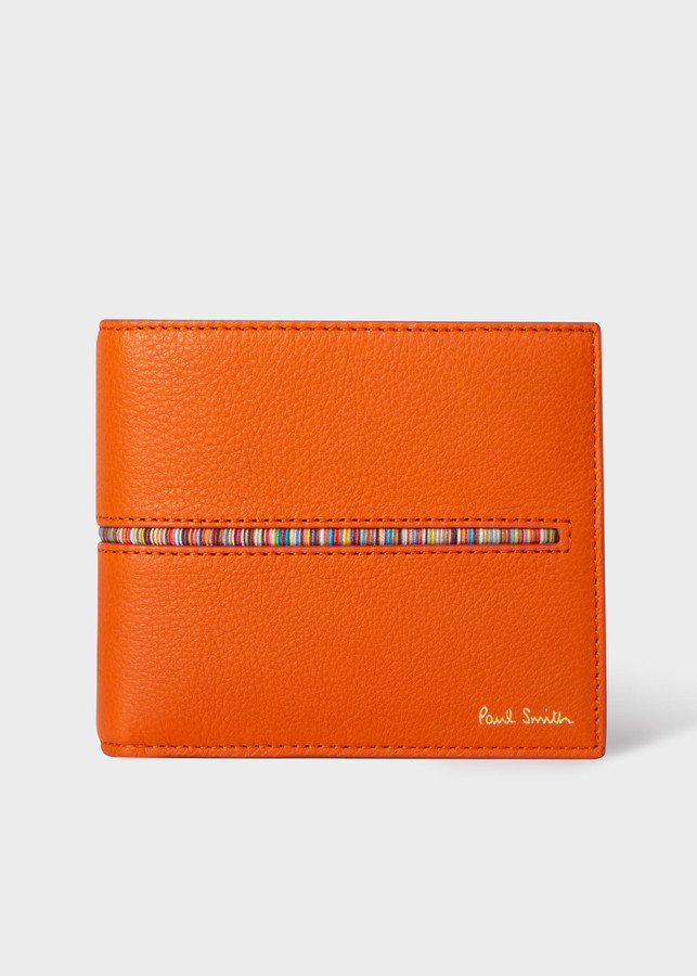 Paul Smith Men's Orange Leather Billfold Wallet With 'Signature Stripe'  Insert - ShopStyle