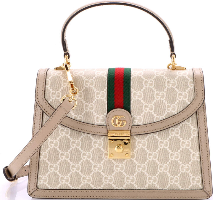 Gucci Ophidia Flap Top Handle Bag GG Coated Canvas Small