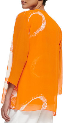 Caroline Rose Orange Swirl Draped Jacket, Plus Size