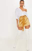 Thumbnail for your product : PrettyLittleThing Gold Metallic Satin Tie Waist Short