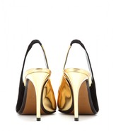 Thumbnail for your product : Fendi Anne leather and suede sling-back pumps