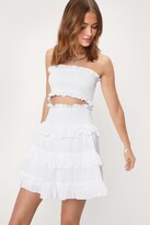 Thumbnail for your product : Nasty Gal Womens High Waisted Shirred Ruffle Mini Skirt - White - 8