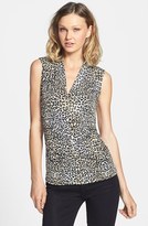 Thumbnail for your product : Vince Camuto Leopard Print Pleat V-Neck Top