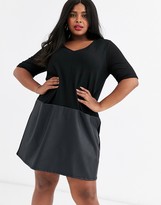 Thumbnail for your product : ASOS DESIGN Curve shift dress with leather look hem