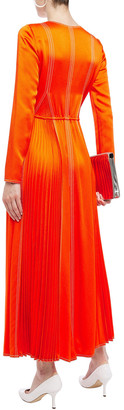Valentino Pleated Satin-crepe Maxi Dress