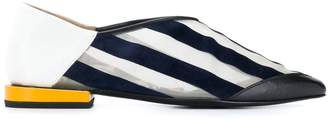 Toga Pulla Striped Pointed Toe Loafers