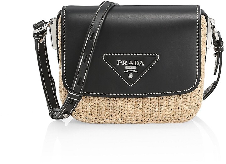 Prada Raffia & Leather Crossbody Bag - ShopStyle