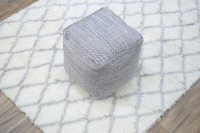 Union Rustic Aminah 18" Square Chevron Pouf Ottoman