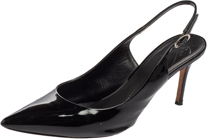 Giuseppe Zanotti Black Patent Leather Slingback Pumps Size 38