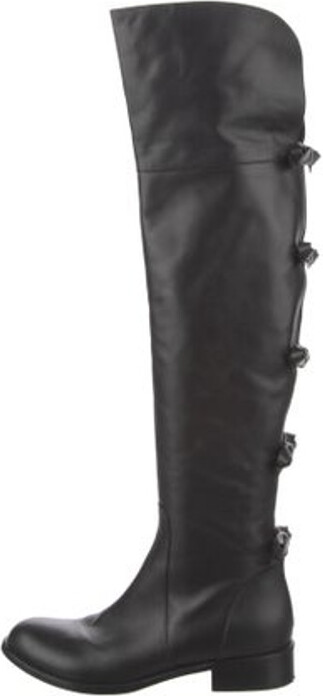 Valentino Leather Bow Accents Riding Boots - ShopStyle