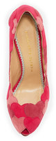 Thumbnail for your product : Charlotte Olympia Love Me Heart-Applique Pump, Fuchsia