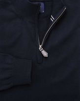 Thumbnail for your product : Charles Tyrwhitt Navy cotton cashmere zip neck sweater