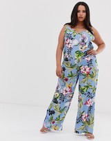 Thumbnail for your product : Lasula Plus strappy cami top in summer floral print