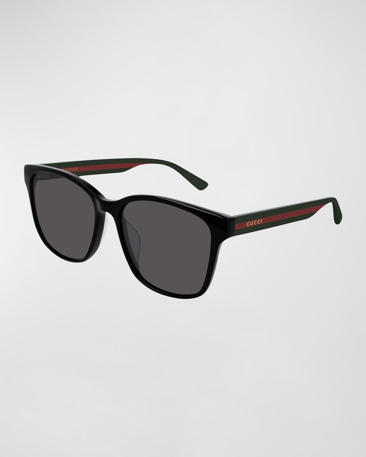 Gucci Men's Square Acetate Sunglasses with Signature Web - ShopStyle