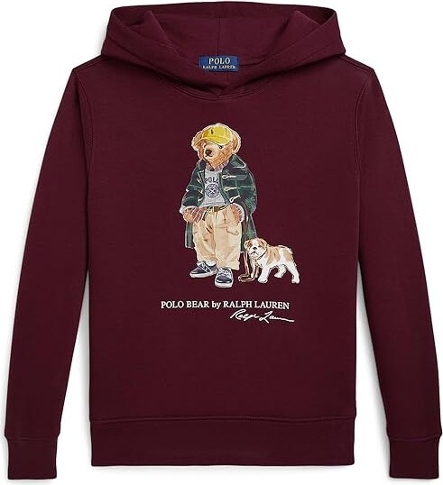 Polo Ralph Lauren Kids Polo Bear Fleece Hoodie (Big Kid) Boy's Sweatshirt Classic Wine : MD (10-12 Big Kid), Cotton/Polyester