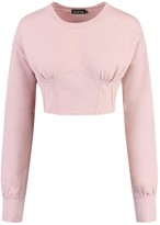 Thumbnail for your product : boohoo Petite Corset Detail Cropped Sweatshirt