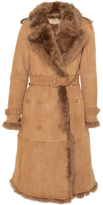 Burberry The Tolladine Shearling Trench Coat - Camel