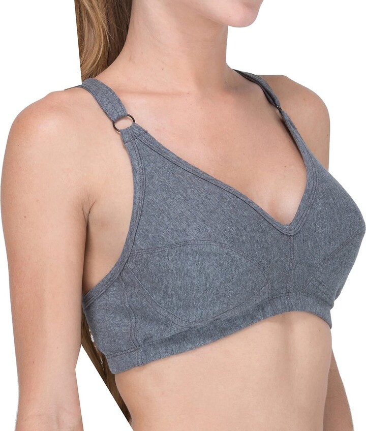 Cottonique Women's Hypoallergenic Racer Back Pullover Bra Made from 100%  Organic Cotton - Grey - 36B - ShopStyle