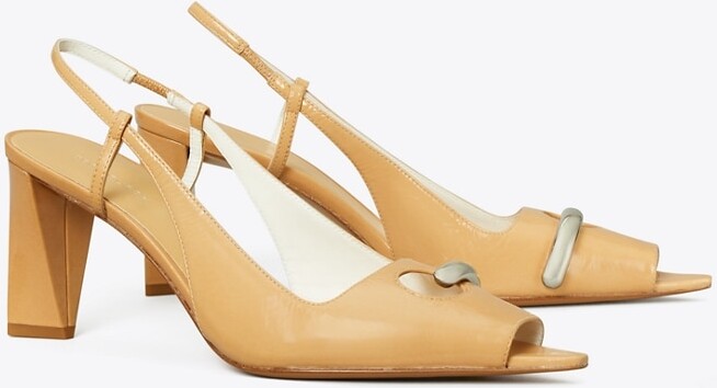 Pierced Peep-Toe Slingback