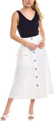 Pearl by Lela Rose Button Front Midi Skirt