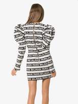 Thumbnail for your product : Balmain structured shoulder logo-striped mini-dress