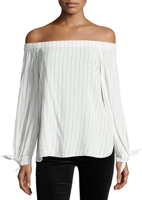 Bailey 44 Even Keel Striped Off-the-Shoulder Top, White/Blue