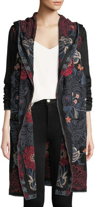Johnny Was Plus Size Bella Hooded Open-Front Embroidered Cardigan