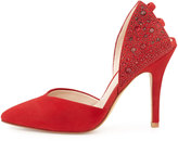 Thumbnail for your product : Pelle Moda Kent Cutout-Heel Suede Pump, Lipstick