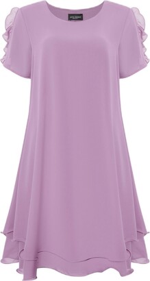Purple Short Sleeve Square Neck Knitted Midi Dress