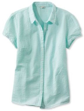 L.L. Bean Essential Seersucker Shirt, Button-Front Short-Sleeve Stripe